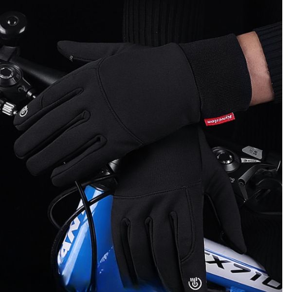 Gants de sport de course à pied chauds d'hiver - Mitaines noires de vélo  thermique d'extérieur de ski par temps froid pour homme femme 