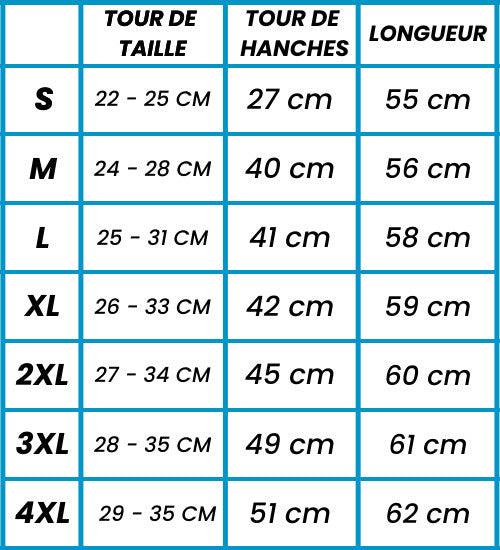 Guide des tailles Legging court femme 2