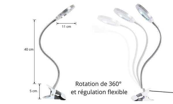 Lampe loupe, eclairante et Support