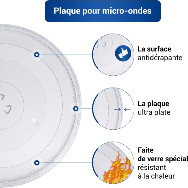 Plateau micro onde universel en verre