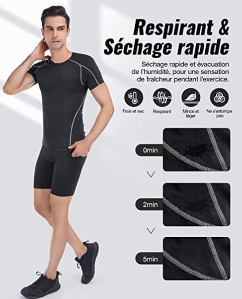 T-shirt de compression à manches courtes pour homme