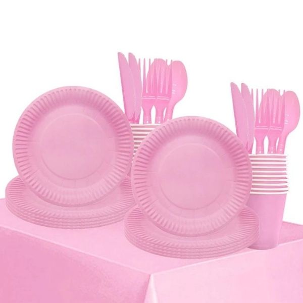 Service de vaisselle 150 pièces en or rose, assiette en plastique jetable  en dentelle élégante comprenant : 25 assiettes plates, 25 assiettes à