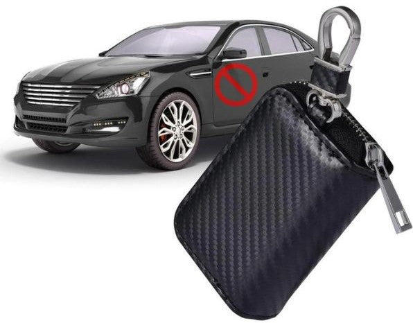 Sac à clés de voiture Double poche Porte-clés Pochette Clé de voiture  Télécommande Fenêtre transparente, noir