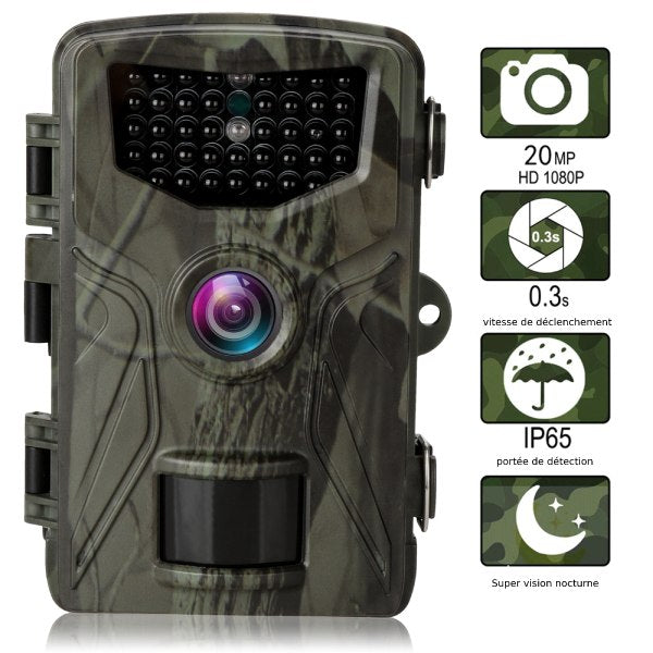 Caméra de chasse 20Mpx, photos d'animaux sauvages ou surveillance