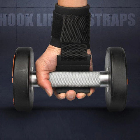 2 Pcs Crochets d’haltérophilie Barre à main Bracelets Gym Fitness Hook  Sangle de poids Pull-ups Gants de levage électrique pour la musculation
