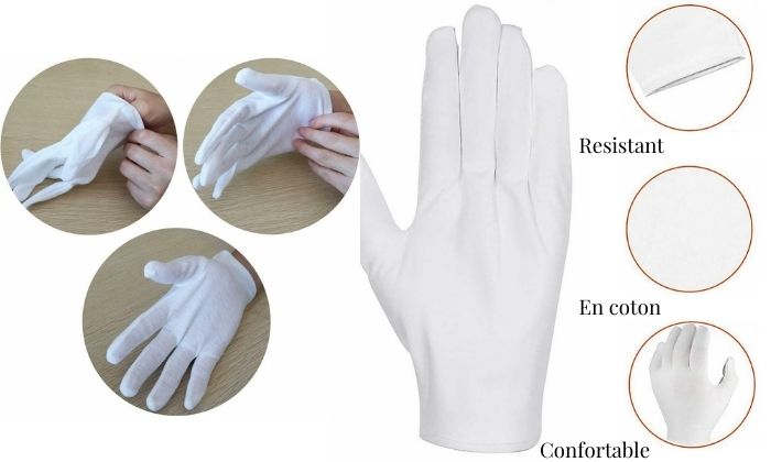 gants blanc coton