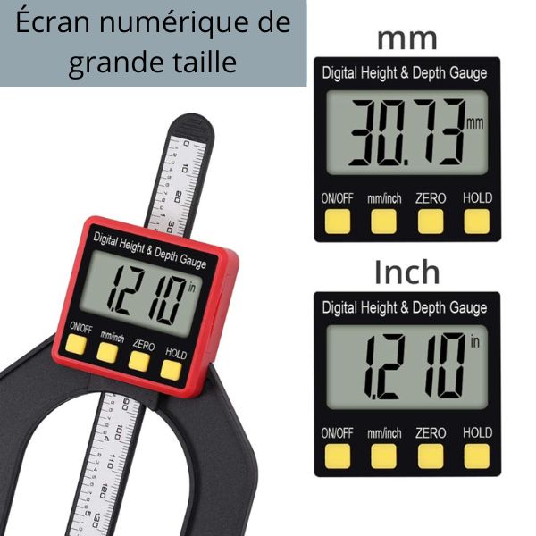 Numérique des pneus jauge de profondeur de pneu, ,la profondeur de testeur  avec écran LCD Épaisseur Étrier outil de mesure(0-25.4mm)