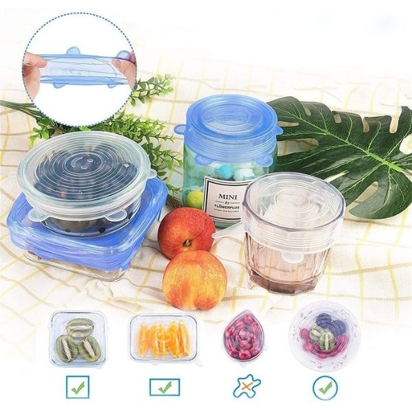 lot couvercle silicone extensible Couvercle Universel Conservation des aliments, Convient au Micro-ondes le four le frigo le lave-vaisselle