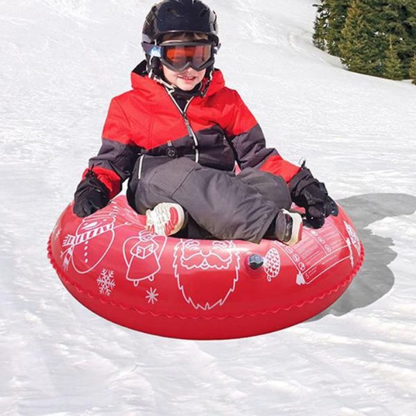 Tube de Neige Luge Gonflable Robuste 90 cm Tube de Neige Gonflable en PVC  Tube de Ski Gonflable pour Adultes Anneau de Ski Gonflable Bleu avec  poignées Jeux de Sport d'hiver en