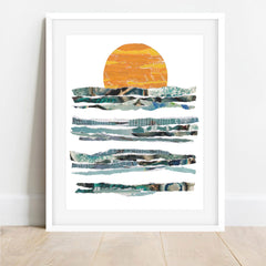 Here On Lake Huron - Orange Glow Art Print