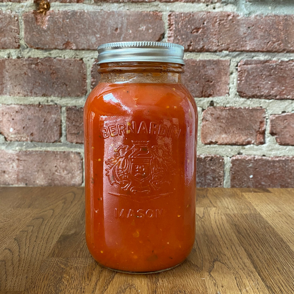 Marinara sauce in a mason jar