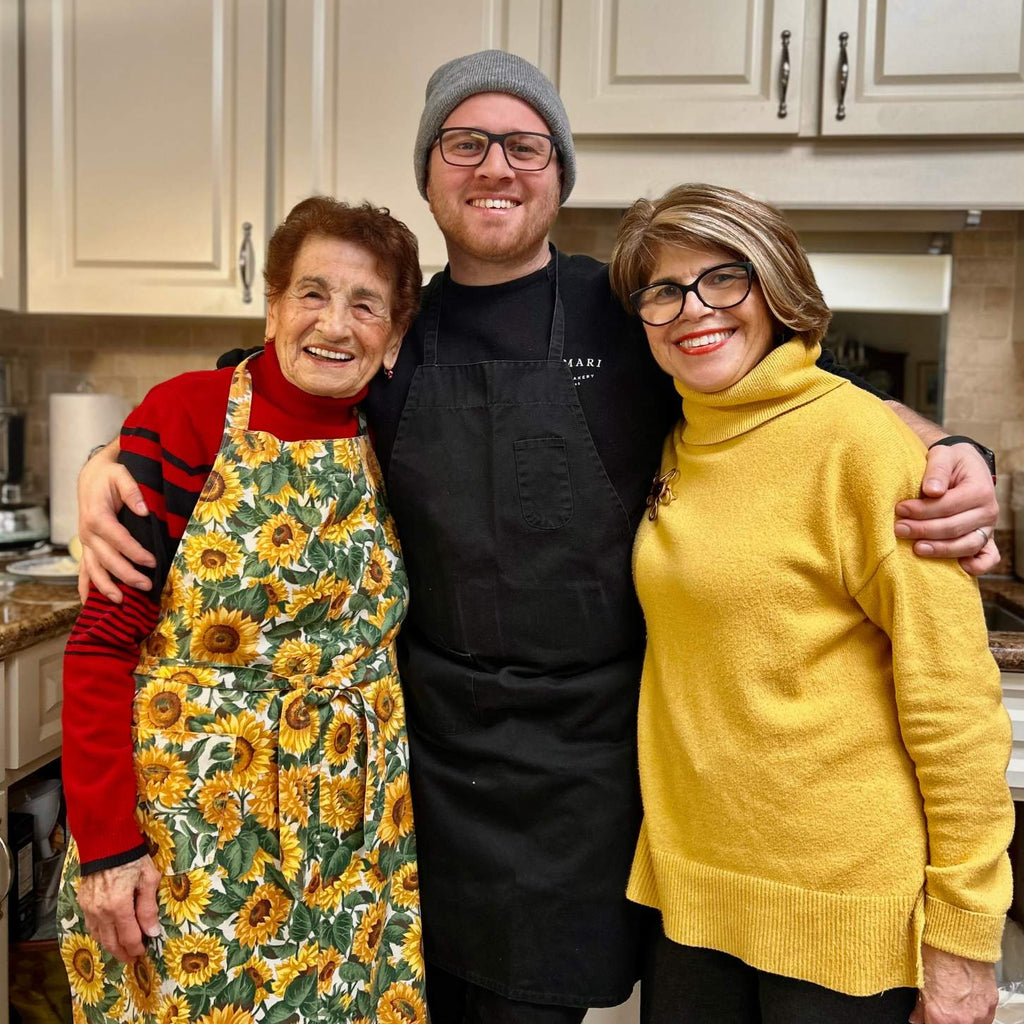 Nonna Mary, AnnaMarie, and John Paul Making Polenta