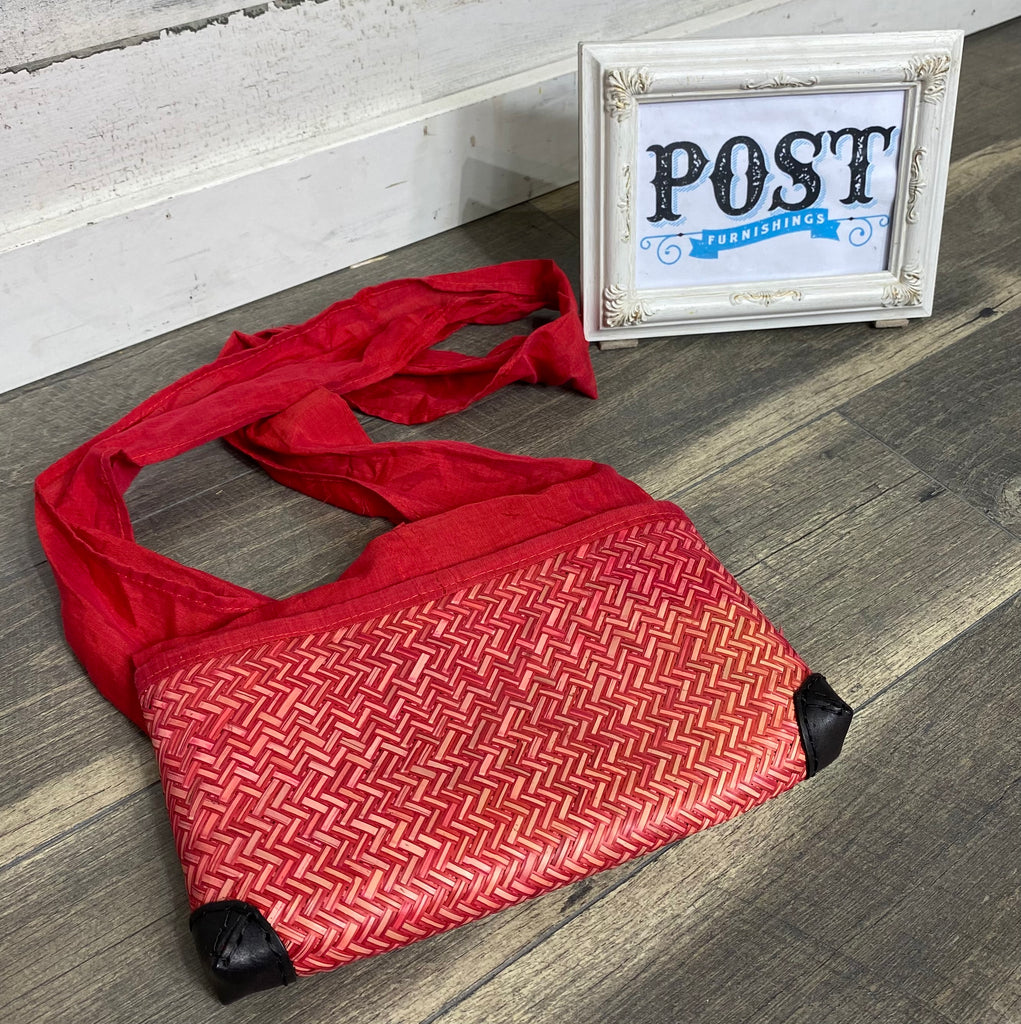 Red Woven Shoulder Bag