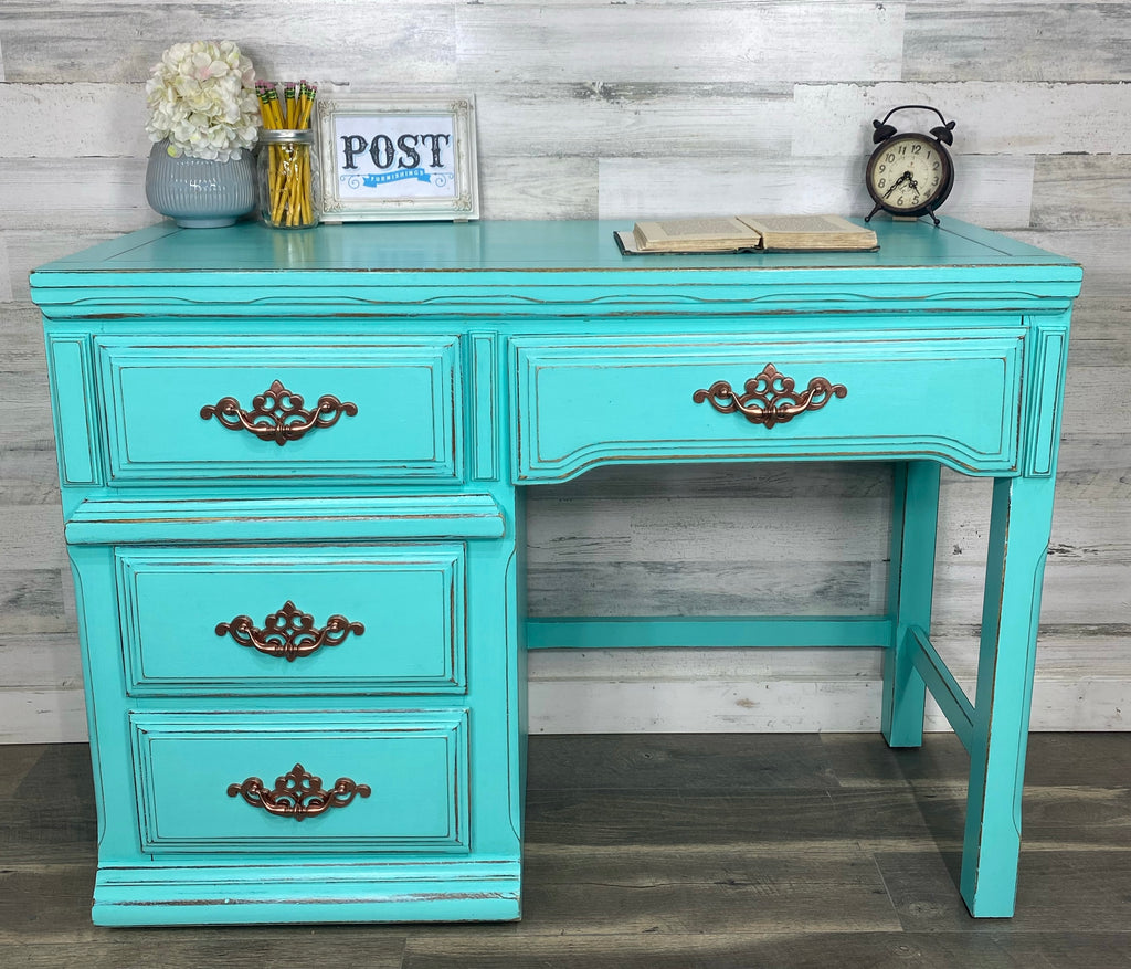 small teal desk