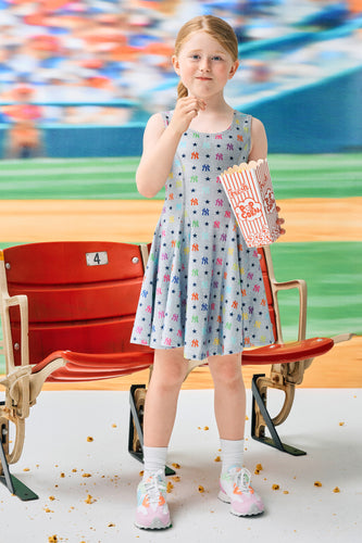 Mets Kids Skater Dress in Rainbow Monogram –