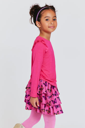 Toddler Ruffle Long Sleeve Tee in Terez Pink –