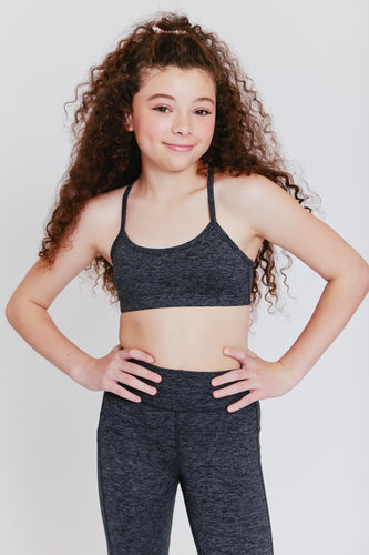 Kids Sports Bra in Black Candy Spill –