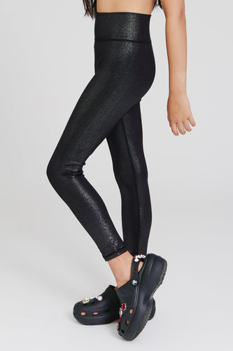 Women Fashion Faux Leather Leggings Rainbow Stripe Glitter Fitness Pants  Trouser