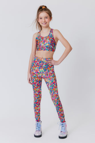 Girls Hi-Shine Leggings in Cookie Collage