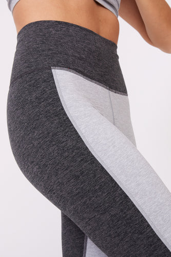 OB-00966, Hi-waist Side Panel Color Block Legging, Grey