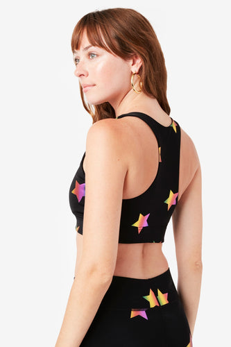 UpLift Sports Bra in Navy Tonal Star  High neck bra, High neck bikinis, Sports  bra