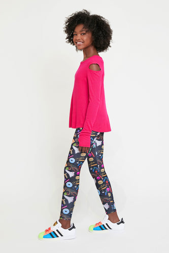 Kids Leggings in Bougainvillea