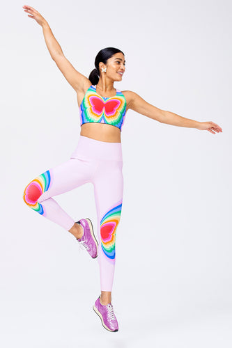 DuoKnit 7/8 Leggings in Cool Gray Neon Butterflies –