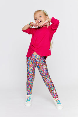 Kids Leggings in Bougainvillea