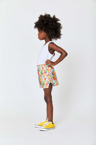 Girls Booty Shorts in Sugar Swizzle Neon Butterflies –