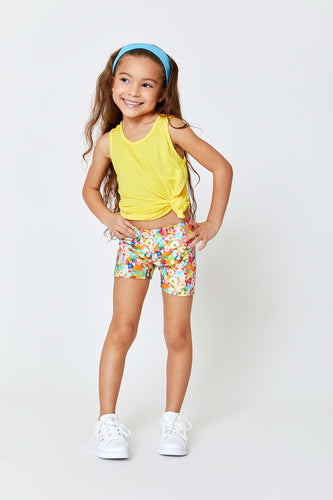 Girls Booty Shorts in Melon Racing Check –