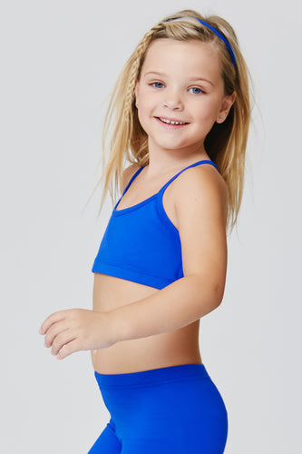 Dance Queen! Stella Blue Seamless Racerback Sports Bra Crop Top - Kids