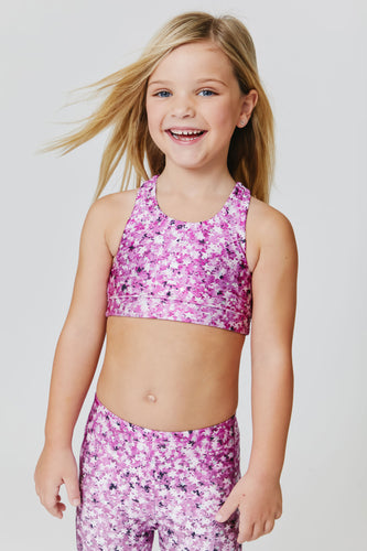 Kids Sports Bra in Racing Check –