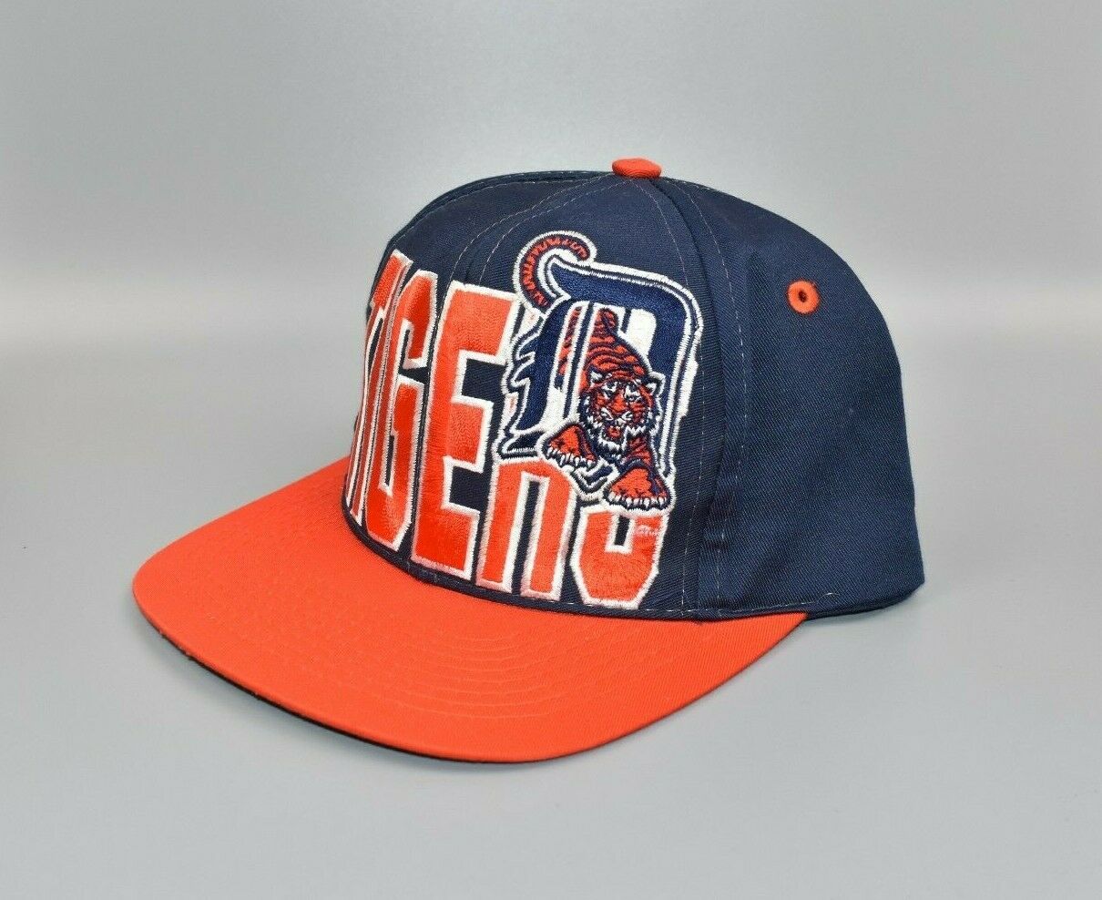 Vintage 90s Detroit Tigers Logo Athletic Spellout Snapback Hat Cap MLB   SidelineSwap