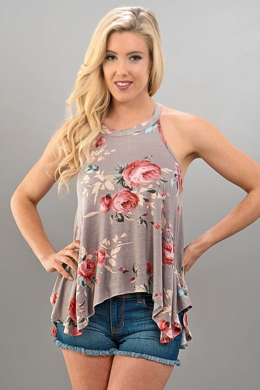 high neck flowy tank top