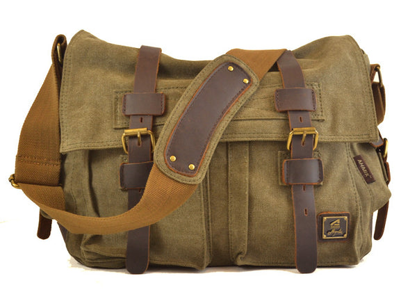 Vintage Canvas Military Shoulder Bag Messenger Bag in Khaki – PennyLuna