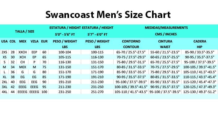 Mens Body Size Chart