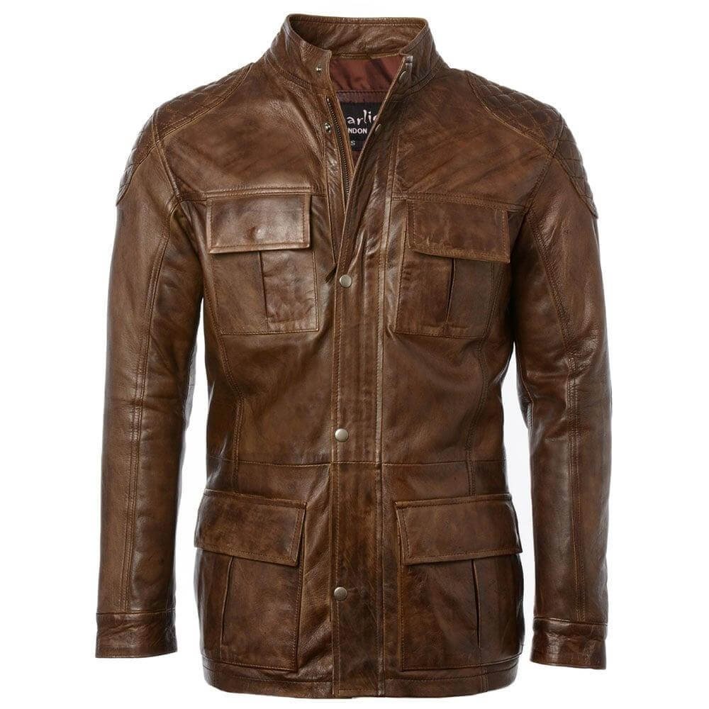 Men's Heist Antique Vintage Brown Leather Jacket