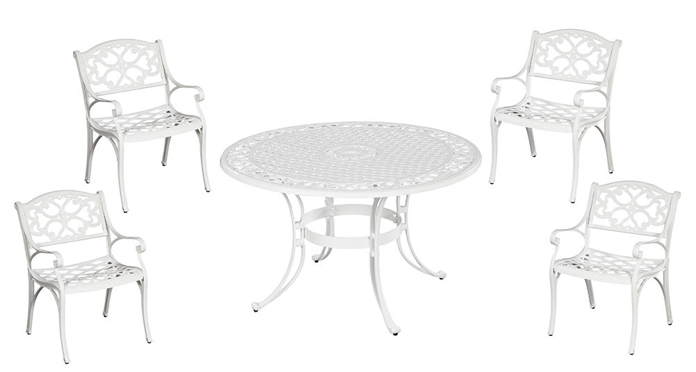 Sanibel 5 Piece Outdoor Dining Set by Homestyles - White - Aluminum - 6652-308