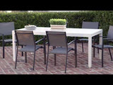 Hanover Del Mar 7 Piece Outdoor Dining Set with 6 Padded Sling Chairs in Gray and a 40" x 118" Expandable Dining Table | DELDN7PCHB-WG