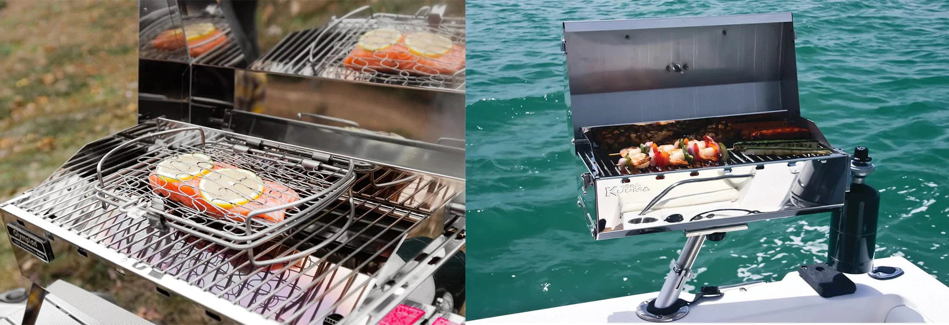 Kuuma Grills are constructed of durable, corrosion-resistant stainless steel and are designed for the demanding marine environment, but are also perfect for RVing, camping, tailgating and home grilling. 