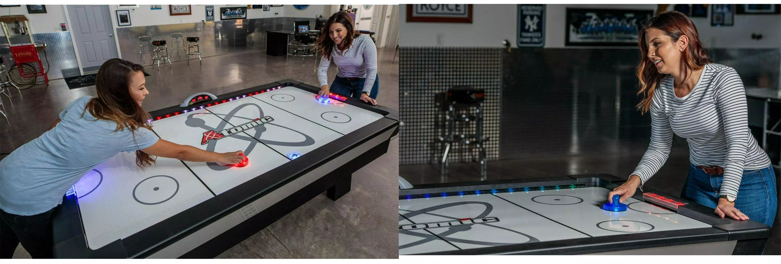 Atomic® excels in crafting game tables with innovative features, including air hockey, foosball, basketball shootouts, shuffleboards, and billiards. Each table boasts exceptional quality, enhanced with bells, whistles, and vibrant LED lights to elevate your gaming experience.