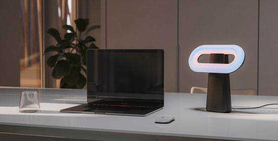 Loop on desk next to laptop