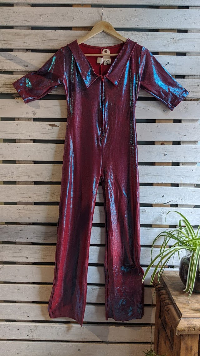 red metallic jumpsuit