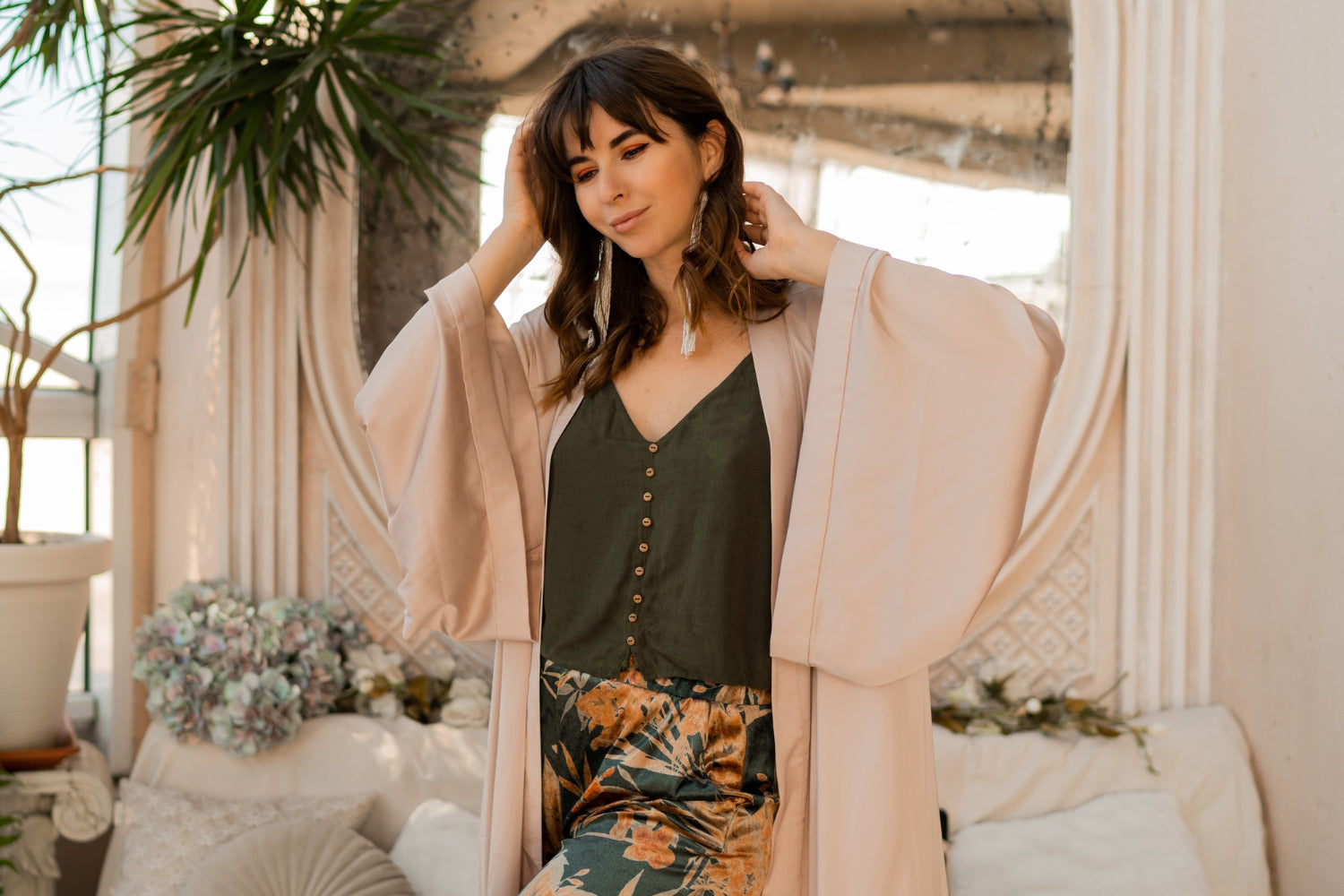 kimono satin été femme