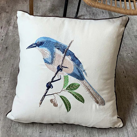 Embroidery Flower and Bird Cushion Covers