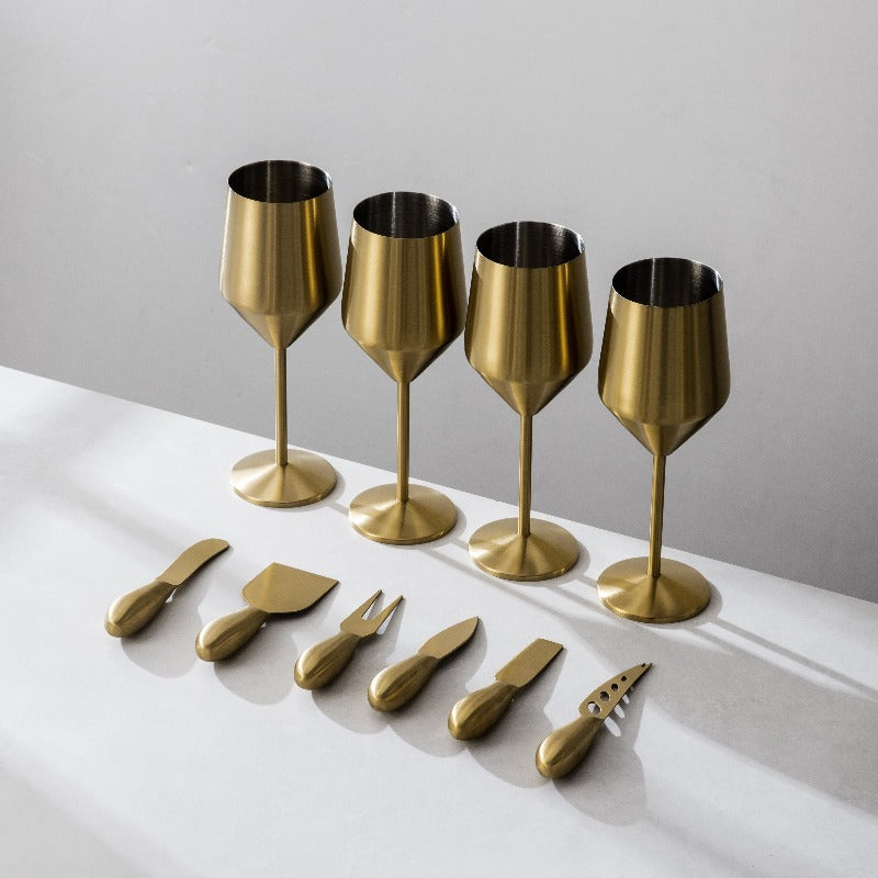 Wine Glasses & Cheese Knives Bundle - JazzUpCo product image