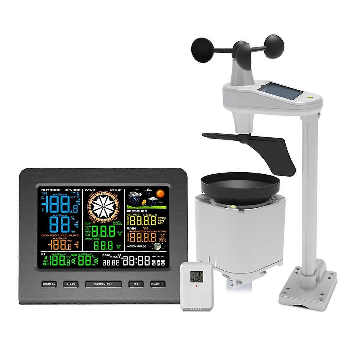 Wi-Fi Weather Station with Remote Monitoring Display Wind Speed Weather Temperature Humidity Data U