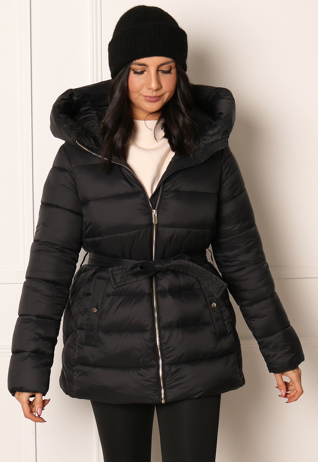 MODA One Coat MODA VERO Puffer VERO Nation Longline Sala in Longline Black Hooded Midi in Black Midi Sala Chevron Hooded Chevron Coat Clothing | Puffer