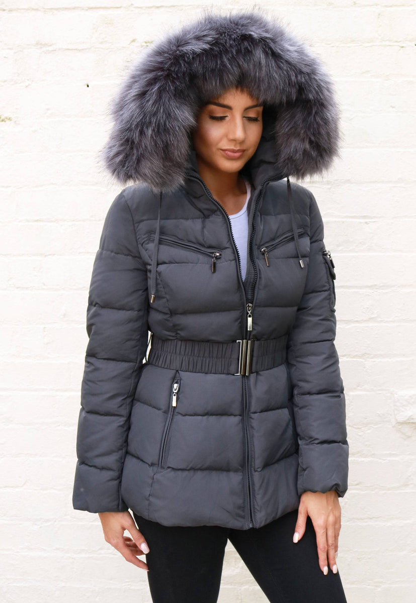 Harper Luxe Quilted Longline Hooded Puffer Coat with Faux Fur Trim ...