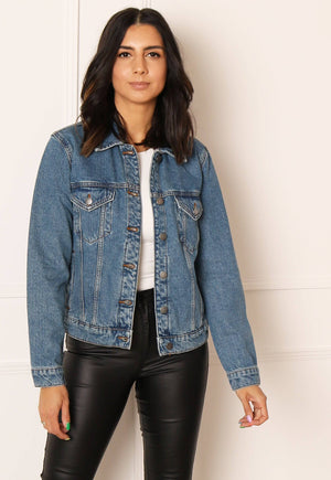 
                  
                    JDY Boyfriend Style Oversized Denim Jacket in Mid Blue - One Nation Clothing
                  
                